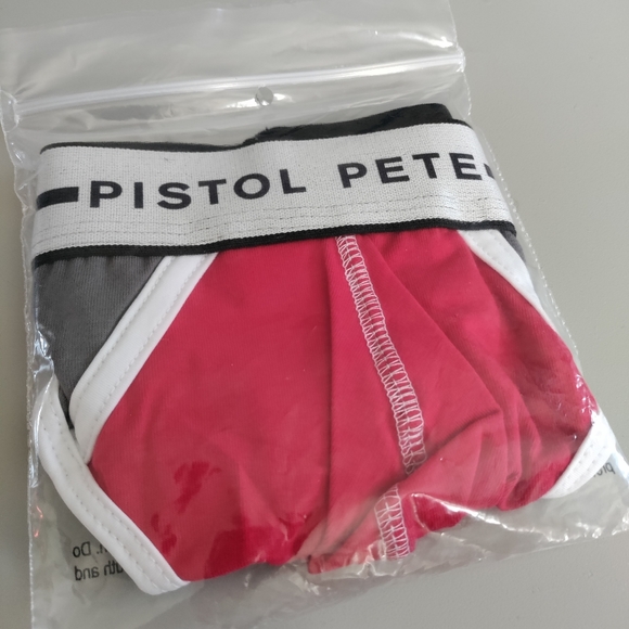 Pistol Pete Large Small sheer see through rear brief red gray white trim NWT - Picture 10 of 13